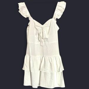 Forever 21 White Sweetheart Ruffle Mini Dress